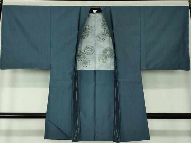 平和屋着物○男性 紬 アンサンブル 長羽織 熨斗目花色 正絹 逸品 未  