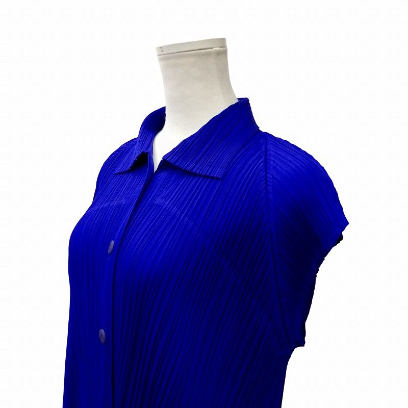 イッセイミヤケ ISSEY MIYAKE 美品 ブラウス ブルー フレンチ