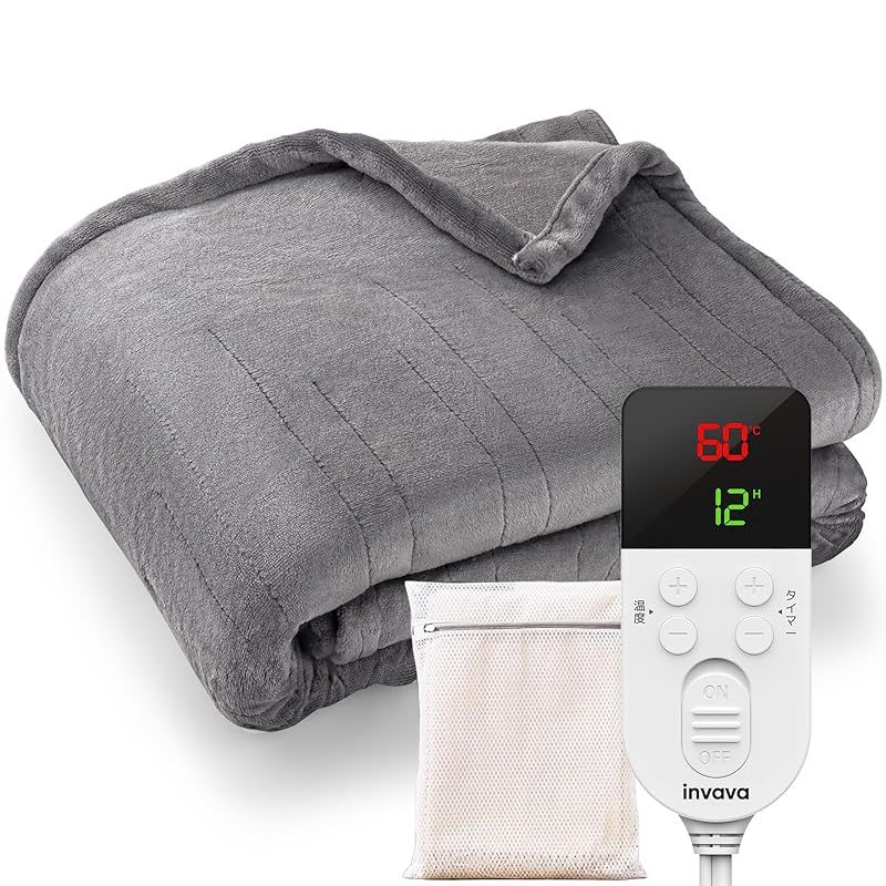 invavaR 睡眠専門家監修 電気毛布 敷き 敷き毛布 セミダブル|ダブル 190x130cm 25~60℃までフリー温度調節機能 1～12時間タイマー 即暖 掛け敷き兼用 リバーシブル 洗える 電気毛布ひざ掛け かけしき 電気ブランケット 切り忘 1