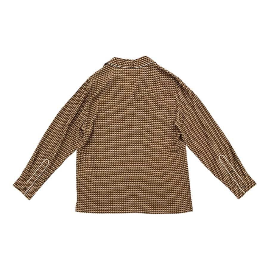 E4605 ヴァレンティノ 長袖シャツ ミニスタッズプリントパジャマ 1V3ABD068KP 48サイズ シルク ブラウン VALENTINO