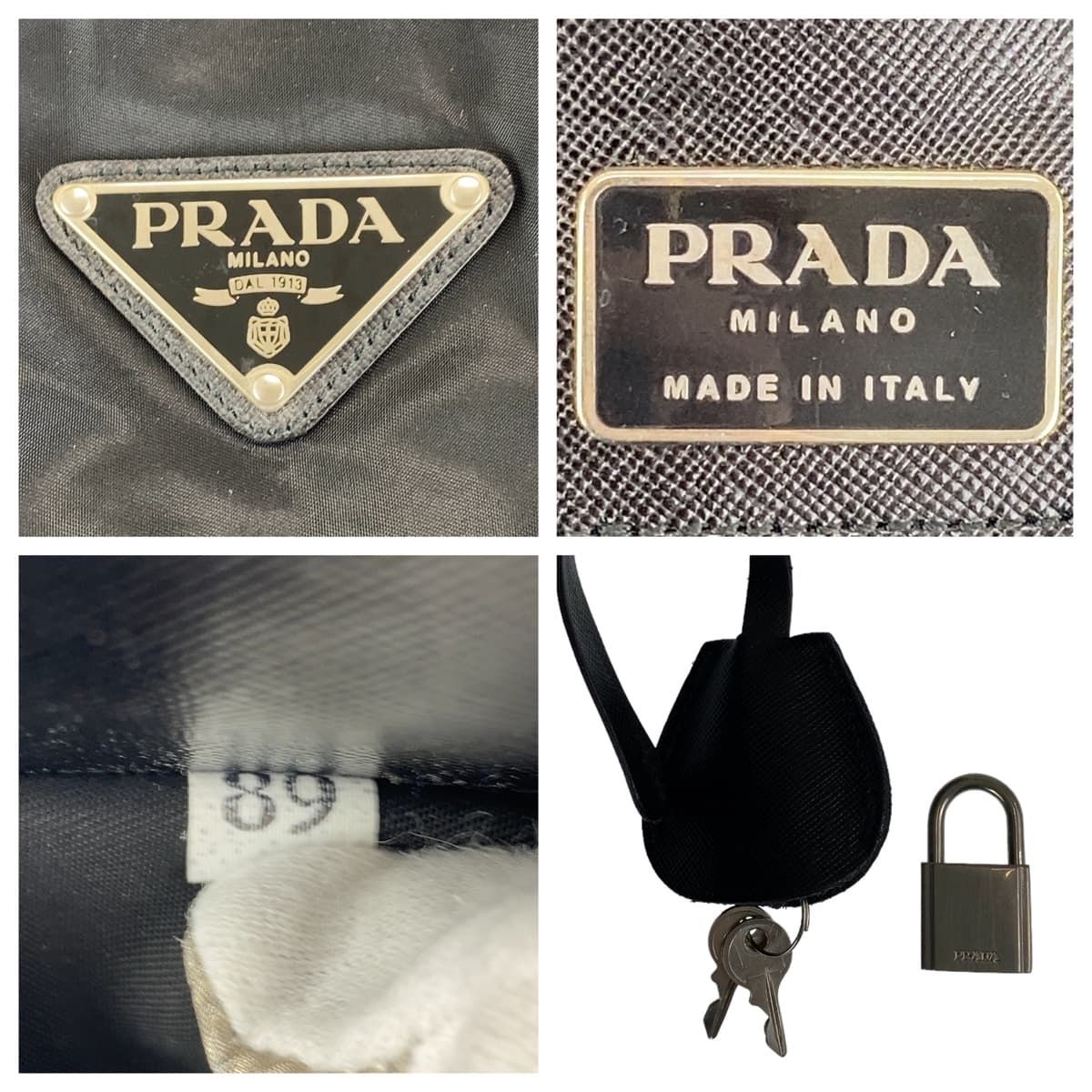 PRADA プラダ テスート 三角ロゴプレート 男女兼用 ブラック 黒