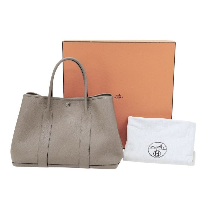 エルメス HERMES ガーデンパーティ MM カントリー レザー SV金具 C刻印 2018年 ハンドバッグ 手提げかばん トート バッグ ビジネスバッグ レディース メンズ グリアスファルト グレージュ mbl19002