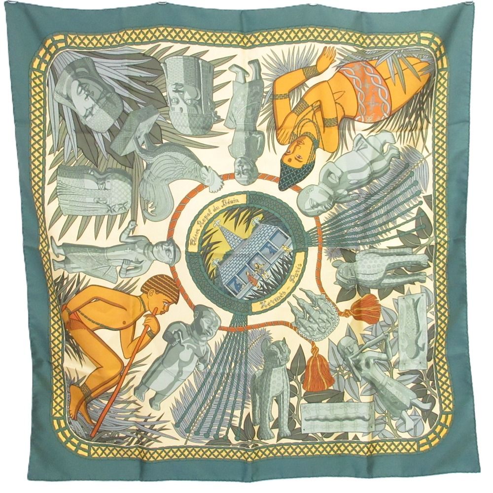 【希少】HERMES エルメス スカーフ カレ90 ベナン王国の秘宝 美品 HERMES エルメス カレ90 Tresor Royal du Benin ベナン王家の宝物