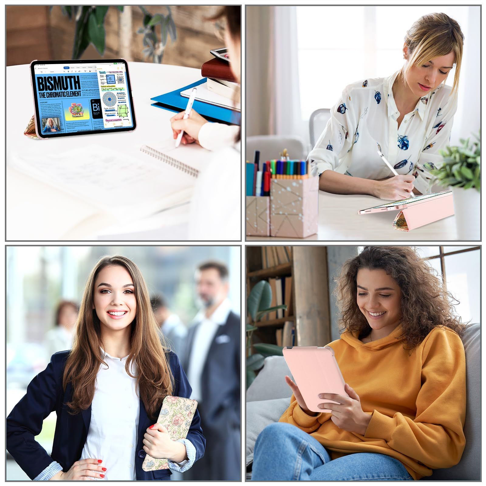 iPad ProCase 11世代 10世代 ケース A 16 11インチ 2025 10 9インチ 2025通用 軽量 耐衝撃 三つ折り スタンド スマートカバー ローズ