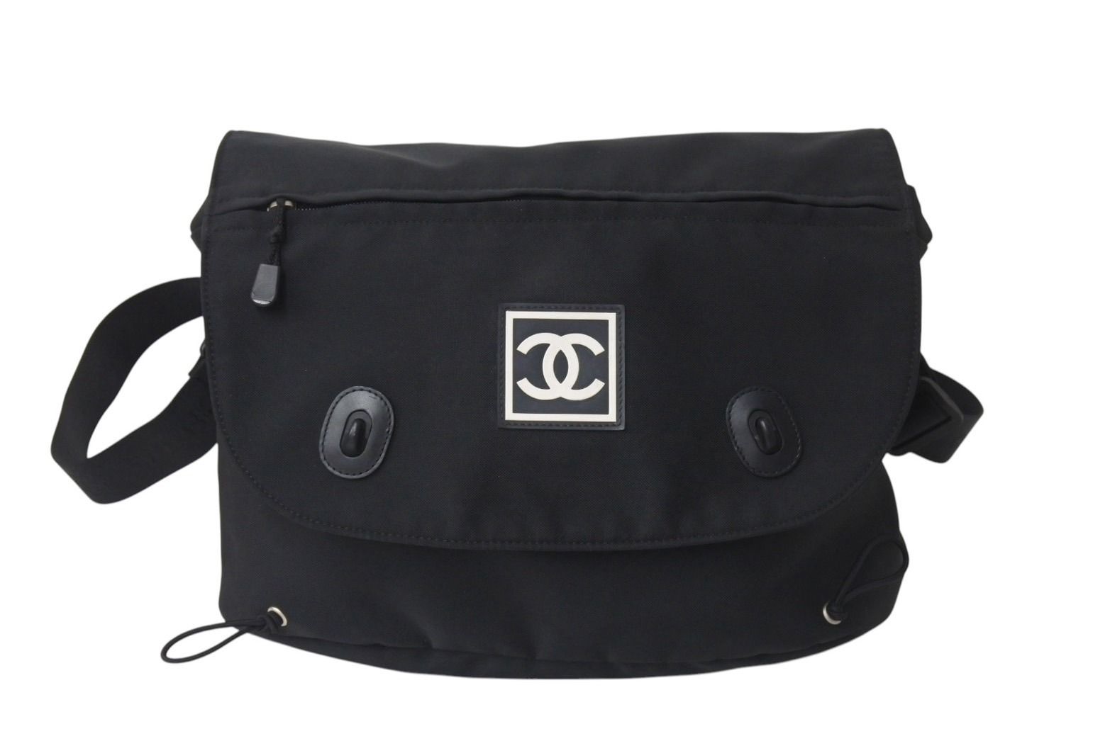 CHANEL シャネル スポーツライン ショルダーバッグ 8番台 ココマーク パッチ ナイロン ブラック シルバー金具 4b001022