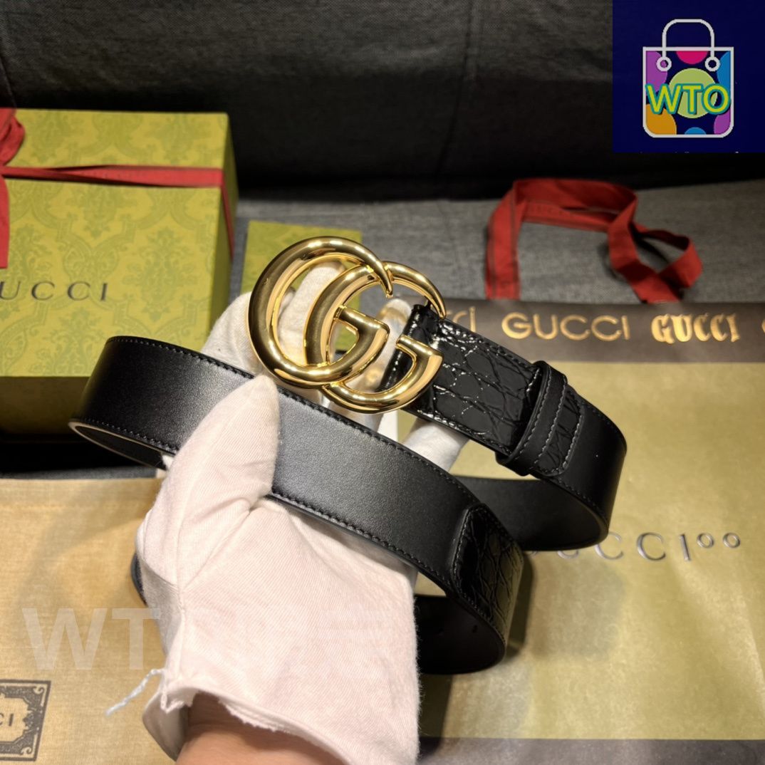 GUCCI GGパターン ベルト ブラック/アイボリー 今日特価】GUCCI New Model ブラックレザーベルト with GG