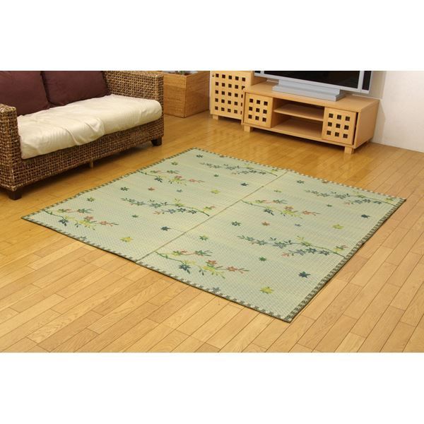 い草 花ござ|ラグマット 抗菌 防臭 調湿機能 丈夫 〔リビング ダイニング〕