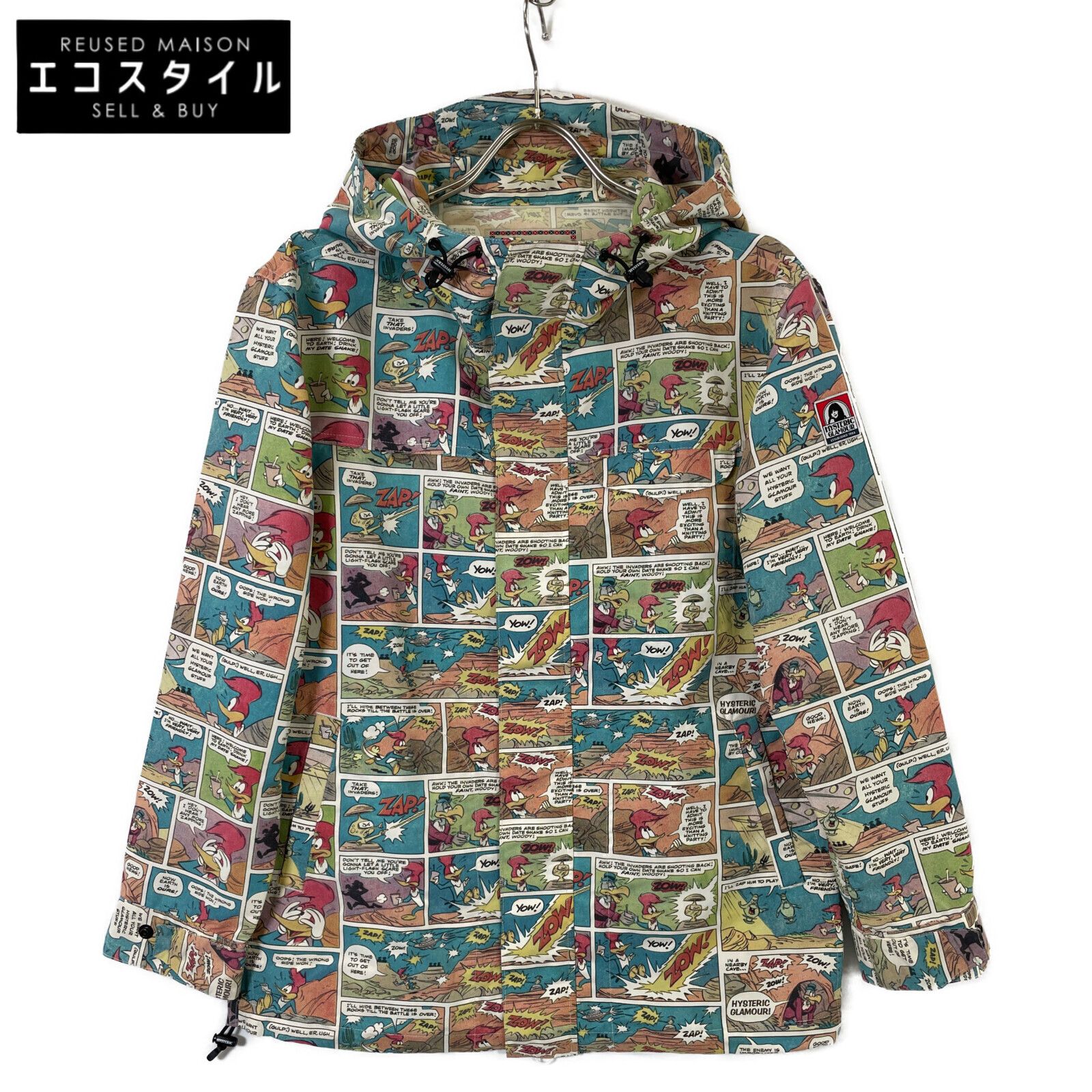 HYSTERIC GLAMOUR ヒステリックグラマー 【×Woody Woodpecker】マルチカラー コミック柄ウィンドーブレーカー FREE