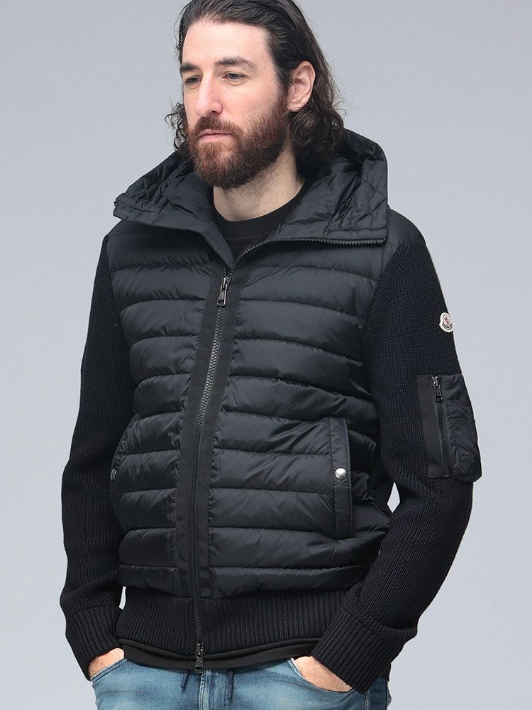 MONCLER (モンクレール) フロントダウン フード フルジップ ニット モンクレール メンズ ニットダウン MONCLER ダウンジャケット
