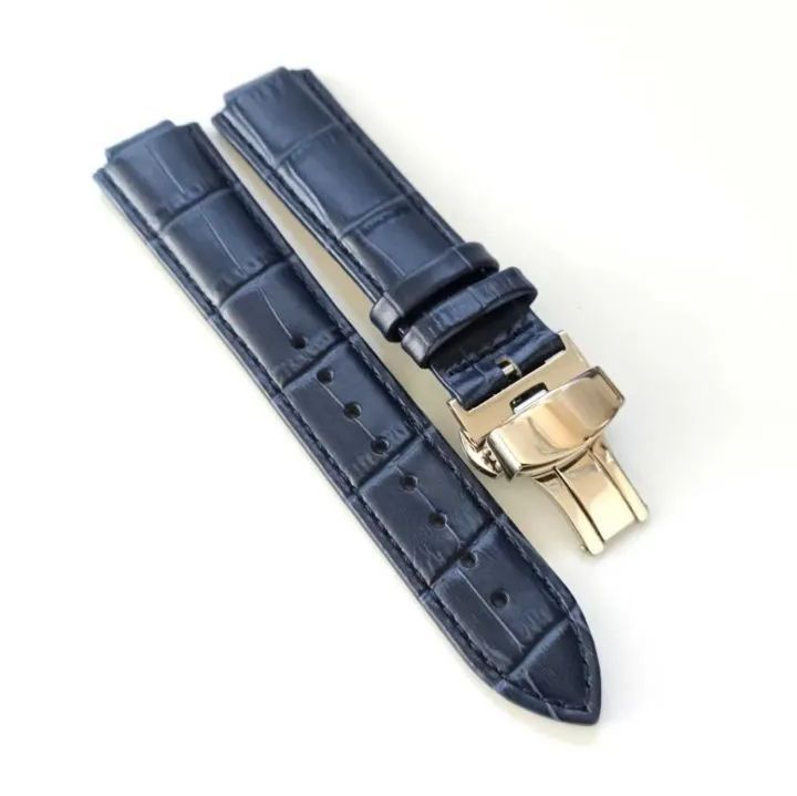 20mm 腕時計 凸型 レザーベルト ネイビーブルー Dバックル付属 【対応