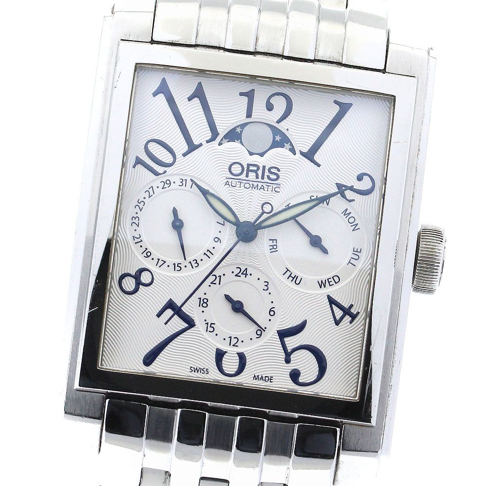 オリス ORIS 01 582 7658 4061-07 8 23 82 レクタンギュラー ムーンフェイズ 自動巻き メンズ保証書付き_877137