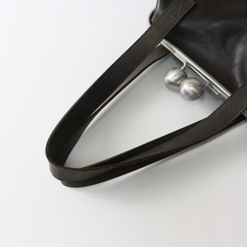クレッシェント CRESCENT がま口 レザー トートバッグ /グレー系 