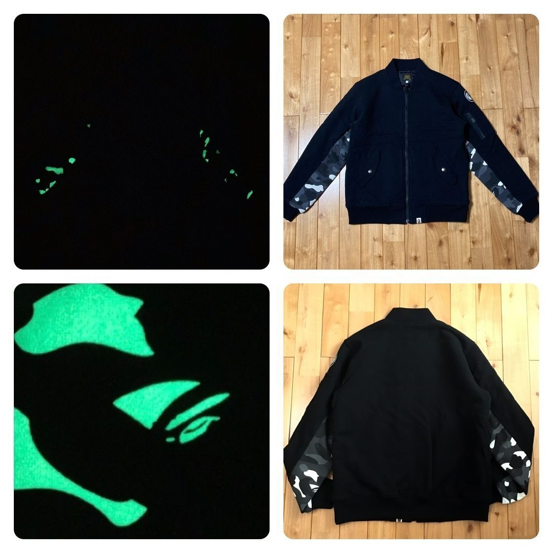 BAPE 蓄光 スウェット MA-1 Bomber Jacket APE ベイプ ☆蓄光☆ スウェット MA-1 Bomber Jacket Mサイズ a bathing ape BAPE