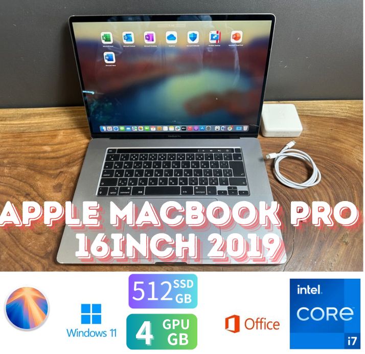 「新品バッテリー」Apple MacBook PRO Retina 16inch 2019/CPUi7 2.6GHZ/16GB/GPU4GB/SSD512GB/office2024/Windows11/CJ290