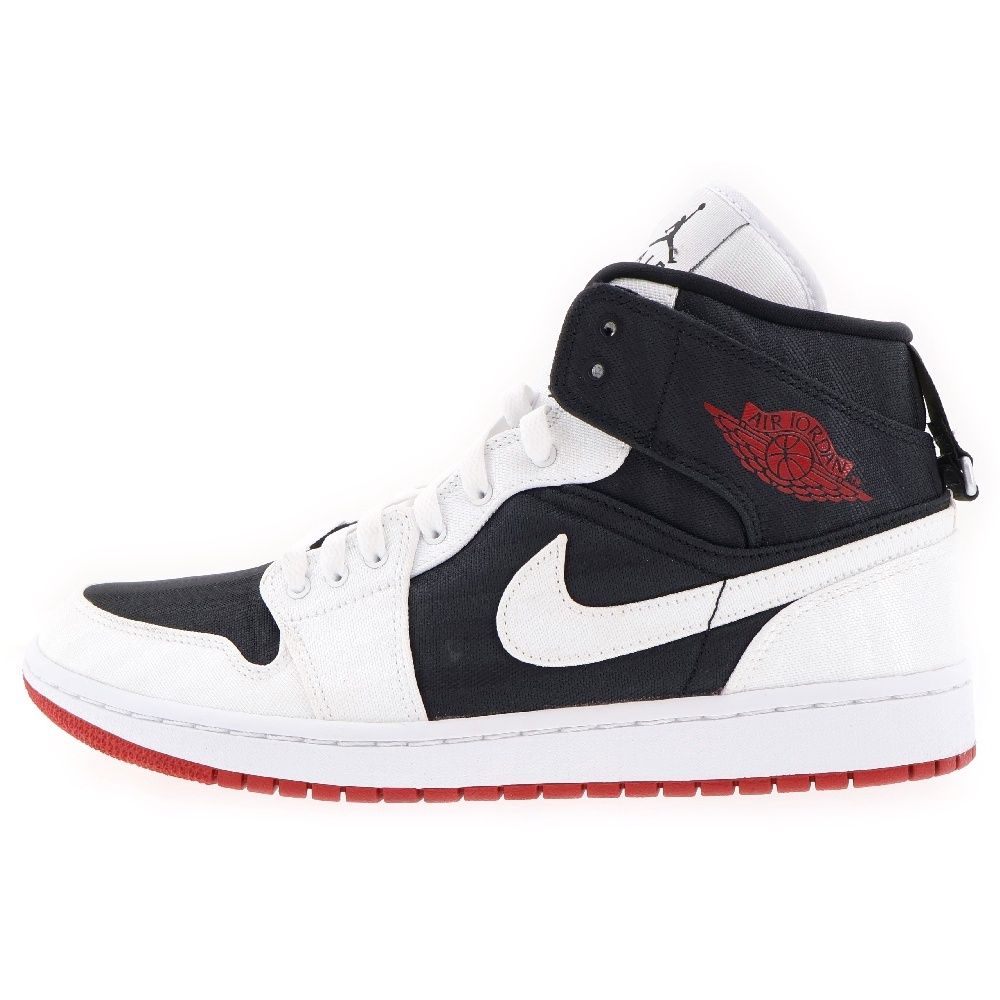 NIKE (ナイキ) ナイキ WMNS AIR JORDAN 1 ウィメンズ エアジョーダン1 ミッドカットスニーカー ユーティリティキャンバス ホワイト/ブラック/レッド US12/29cm DD9338-016
