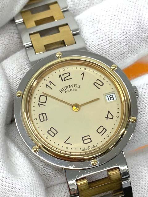 HERMES☆エルメス☆クリッパー☆メンズクオーツ時計☆電池交換済
