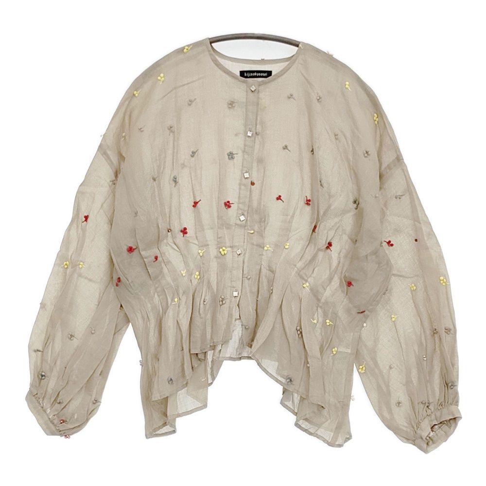 kijinokanosei ラミー刺繍タックブラウス さくらんぼ リネン 定価41800円 シャツ 24SS ベージュ レディース キジノカノウセイ 5-0902M♪