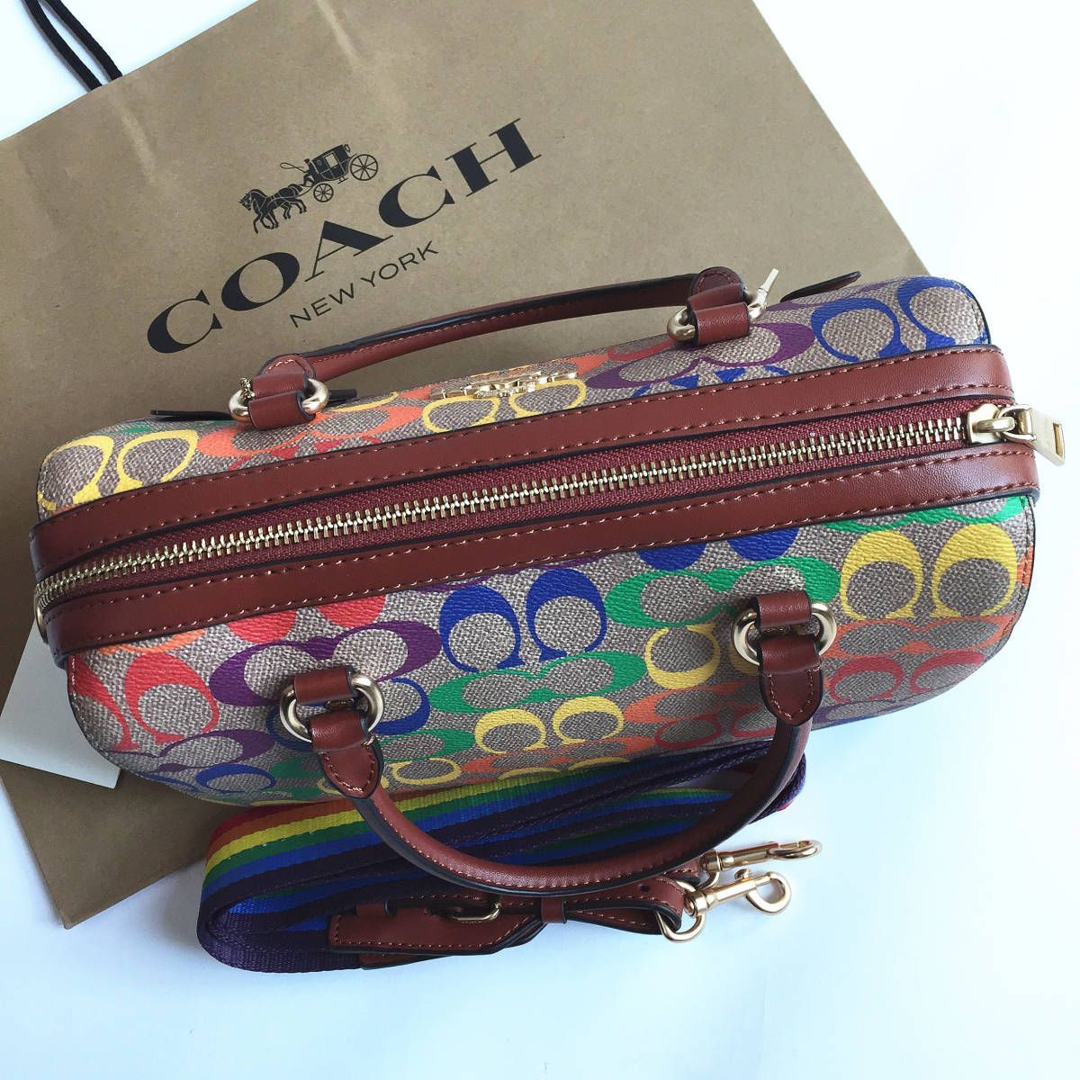 ☆新品☆コーチ/COACH バッグ C4396 レインボー シグネチャー ハンドバッグ ショルダーバッグ 2WAY ボストンバッグ アウトレット -  メルカリ