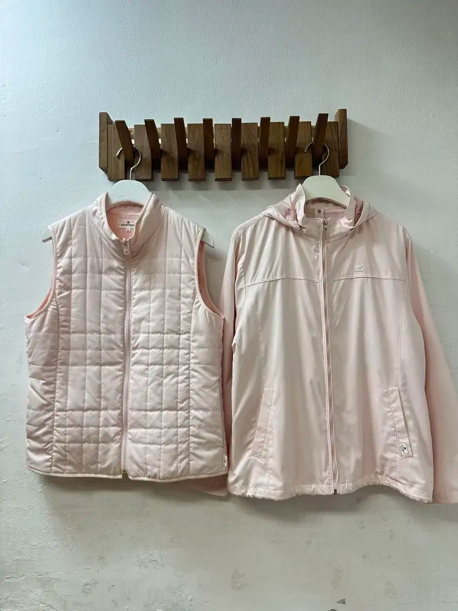 Courreges Courreges クレージュ 2way ライト ピンク フード ジャケット ＋ キルティング ベスト