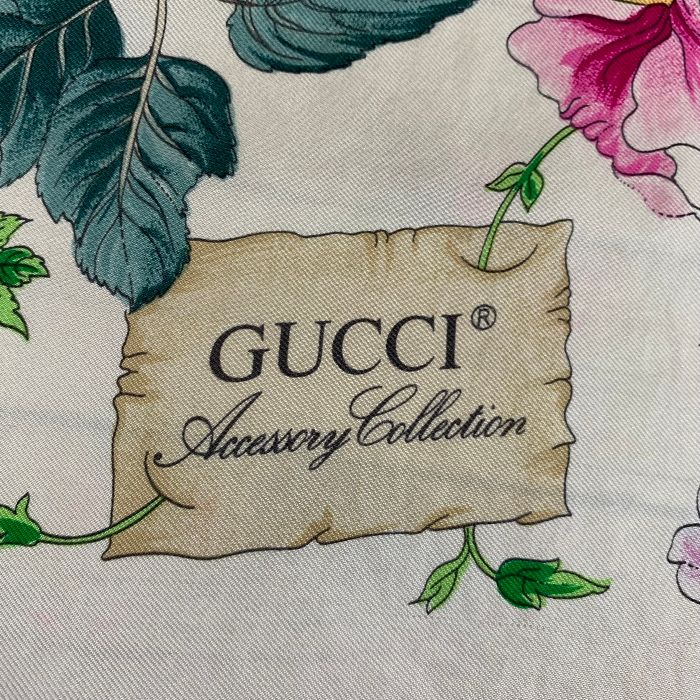 GUCCI グッチ ネックスカーフ シルク フラワー 長さ84cm レディース