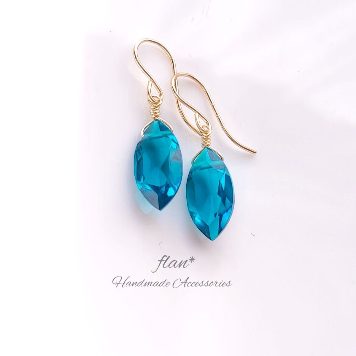 ◇アパタイトクォーツ*ファセットカットマーキスのピアス14kgf - メルカリ 