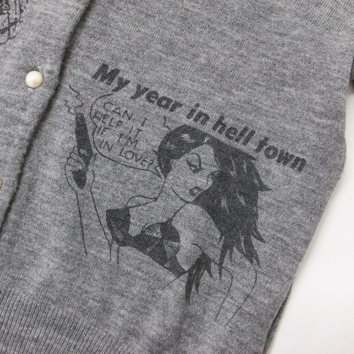 HYSTERIC GLAMOUR - 【新品】  HYSTERIC GLAMOUR / ヒステリックグラマー | DESTROY ALL MONSTERS / MY YEAR IN HELL TOWN カーディガン | F | ブラウン/ブラック | レディース HYSTERIC GLAMOUR ヒステリックグラマー カーディガン グレー サイズ