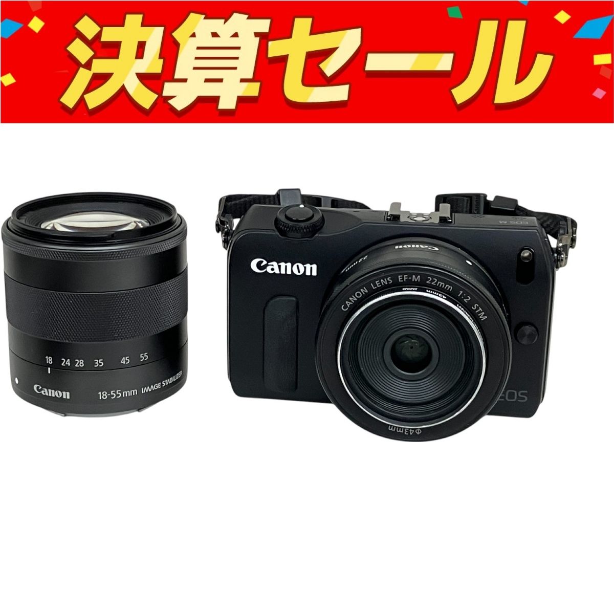 Canon EOS M ダブルレンズキット ミラーレスカメラ ストロボ付き