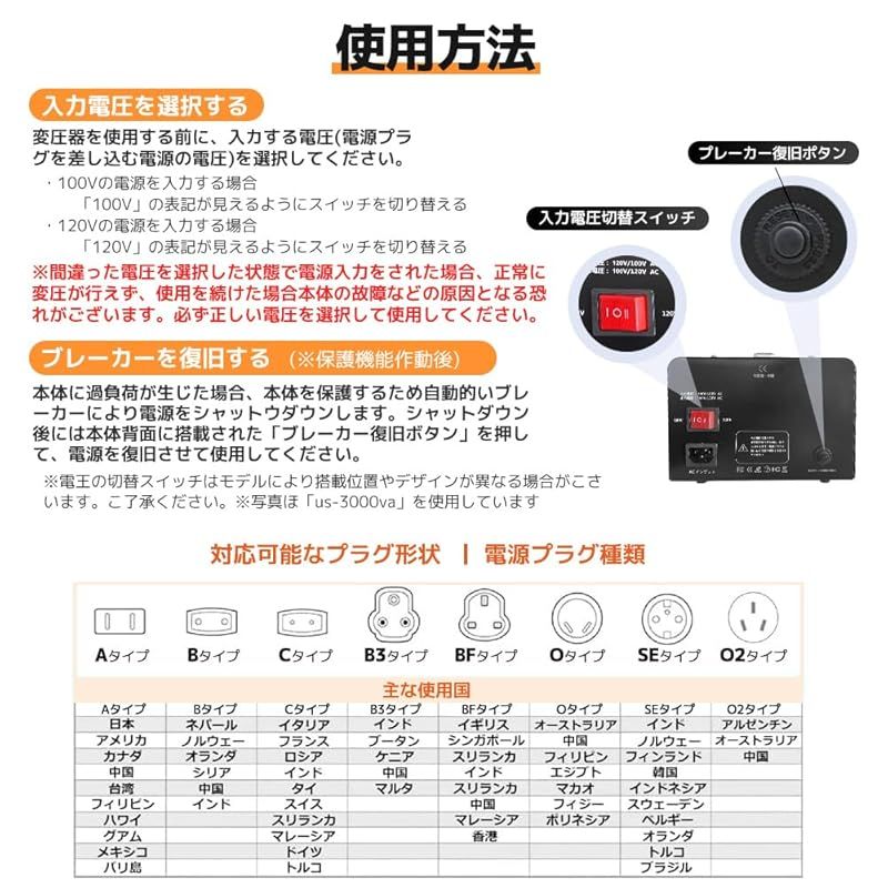 100V-120V 自由変換