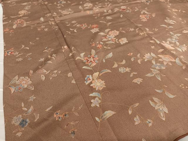 平和屋着物●上質な小紋　更紗花文　鬼しぼ縮緬　正絹　逸品　AAAZ0111zg 平和屋着物○上質な小紋 更紗花文 鬼しぼ縮緬 正絹 逸品 AAAZ0111zg