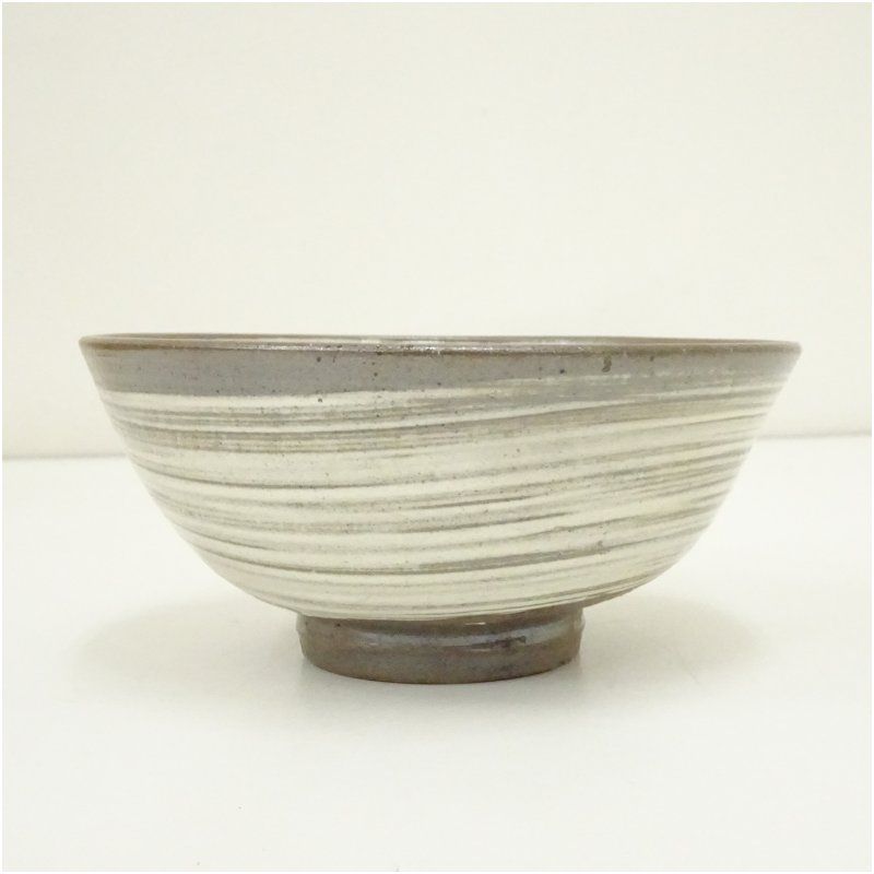 高麗焼 李方子（楽善斎）造 刷毛目三島茶碗（共箱）茶道 抹茶