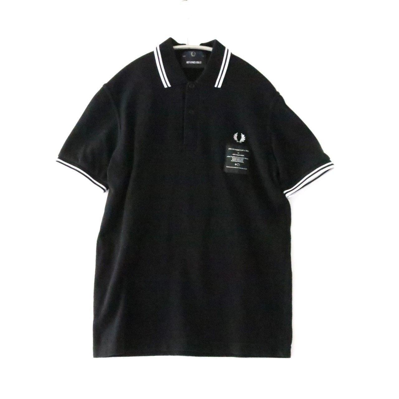 古着 FRED PERRY 長袖ポロシャツ 刺繍ロゴ シンプルデザイン M 黒 古着 FRED PERRY 長袖ポロシャツ 刺繍ロゴ シンプルデザイン M