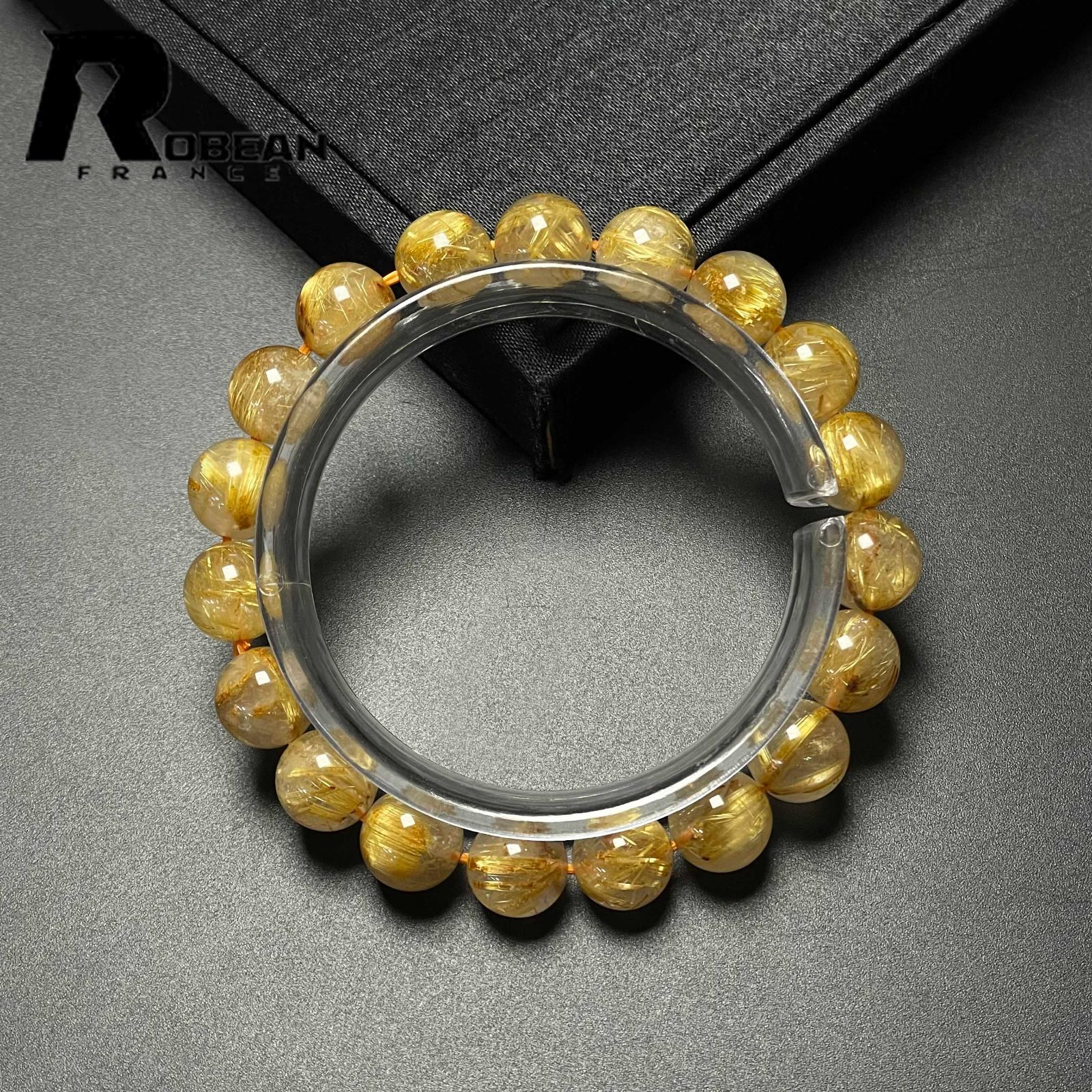 EU製 定価13万円 ROBEAN ! 満針ルチルクォーツ ブレスレット パワーストーン 天然石 金運 お守り プレゼント1 10.4-10.7mm M084262