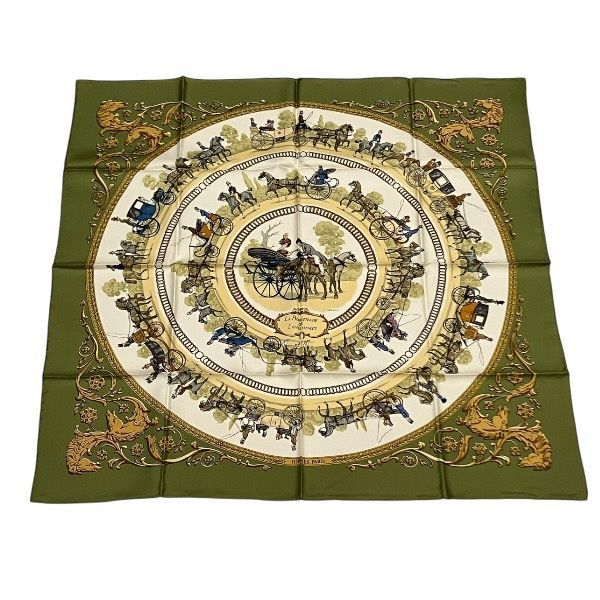 エルメス Hermes カレ90 LA PROMENADE DE LONGCHAMPS ブランド小物 スカーフ レディース