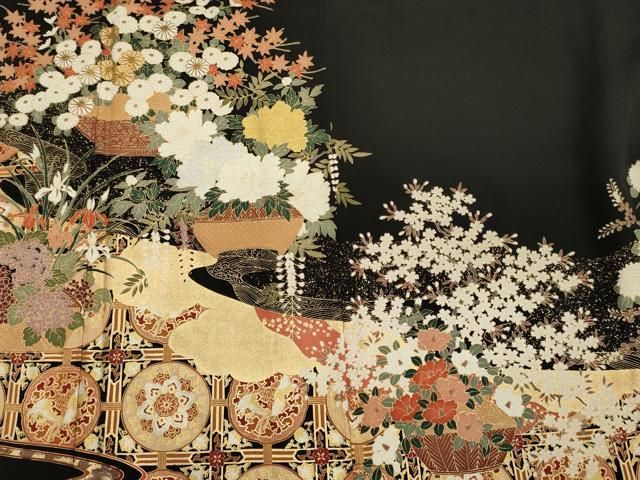 平和屋着物○豪華色留袖 作家物 手描き 鴛鴦 草花文 暈し染め