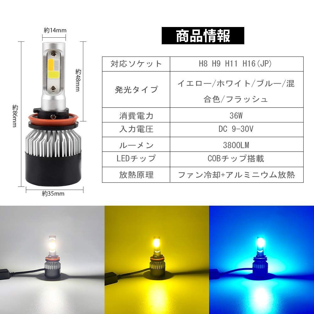 数々の賞を受賞 フォグランプ H8 H9 H11 H16 LED 6000K ホワイト 白