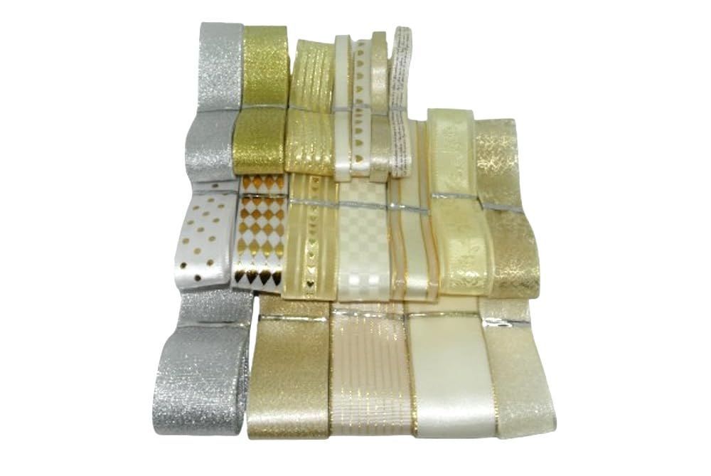 新品 楽MoMo リボン セット 詰合せ ハンドメイド 手芸 DIY 花束 ギフト ラッピング 包装 (e. ミルキーホワイト)