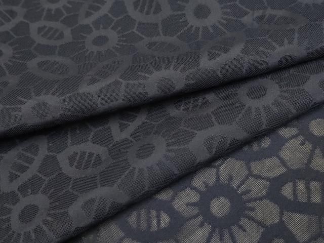 平和屋着物＊夏物 色無地 紗 舞花文 濃藍色 正絹 AABB8779sx