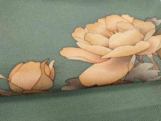 平和屋着物○九寸名古屋帯 ろうけつ染め 枝花文 鬼しぼ縮緬 正絹 逸品