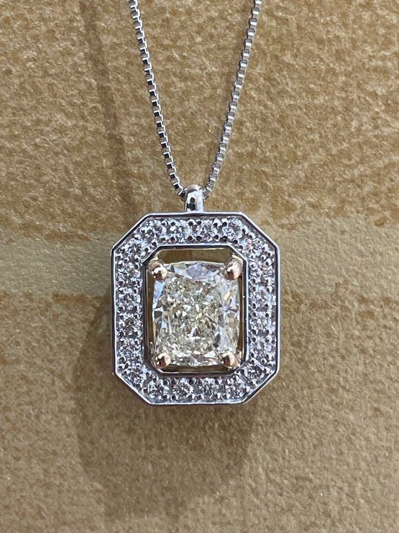 新品】Pt/K18クッションカットダイヤ1.20ctペンダント - メルカリ