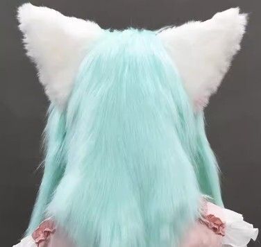 着ぐるみヘッド 猫 ミントブルー 全頭ヘッド ケモノ マスク
