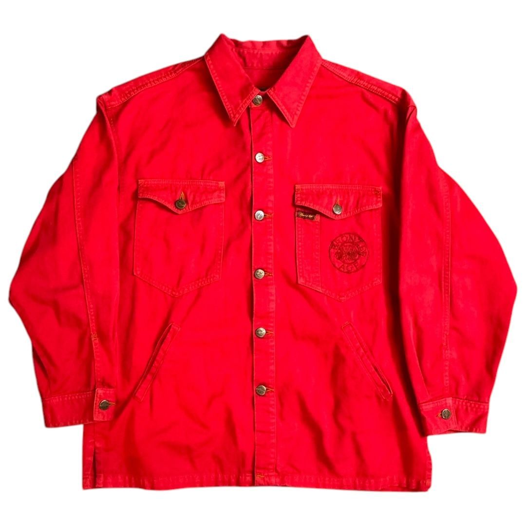 90s BRONZE AGE デニムジャケット　カバーオール　usa製 BRONZE AGE】ブロンズエイジ カバーオール レッド 90's USA製 デニム