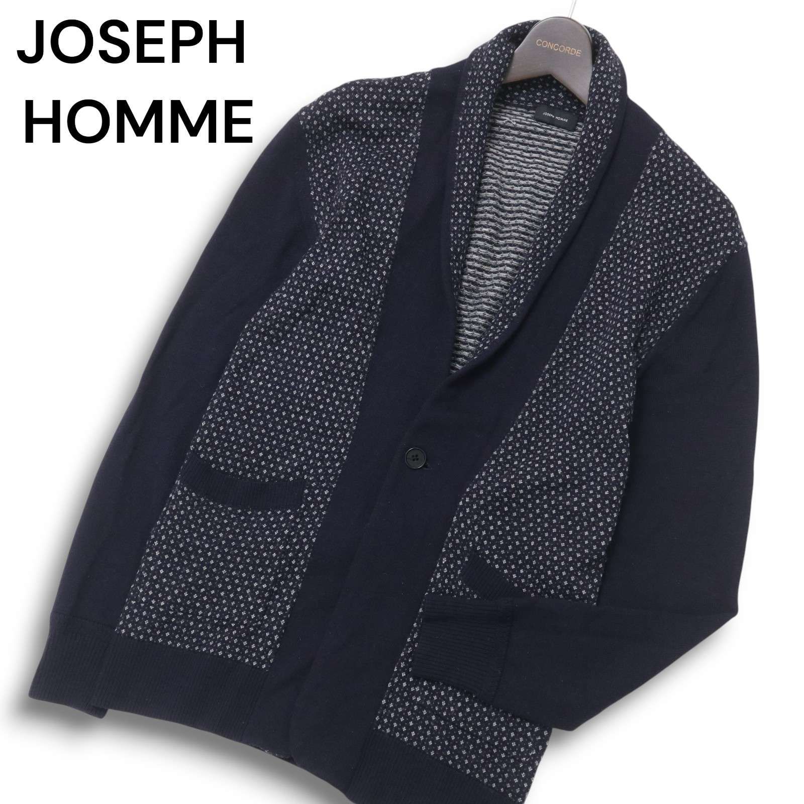 JOSEPH HOMME ジョセフ オム デザイン柄☆ 切替 ウール100％ ショール 
