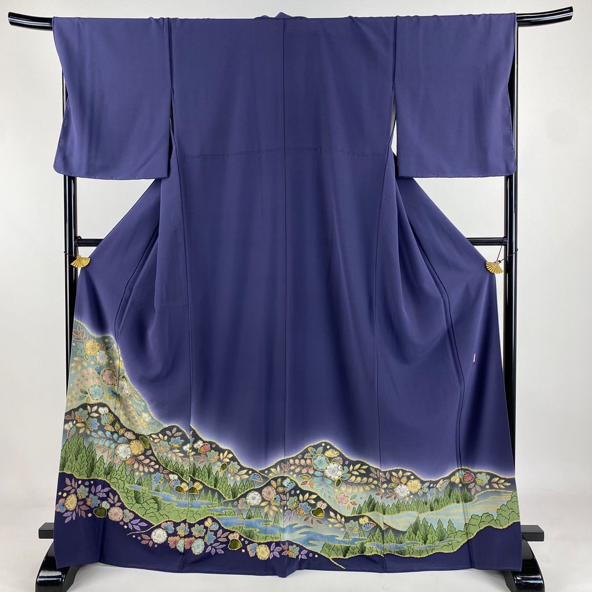 色留袖 身丈167.5cm 裄丈68.5cm L 袷 徳永憲峯 落款 辻が花 霞 ぼかし 紫 正絹