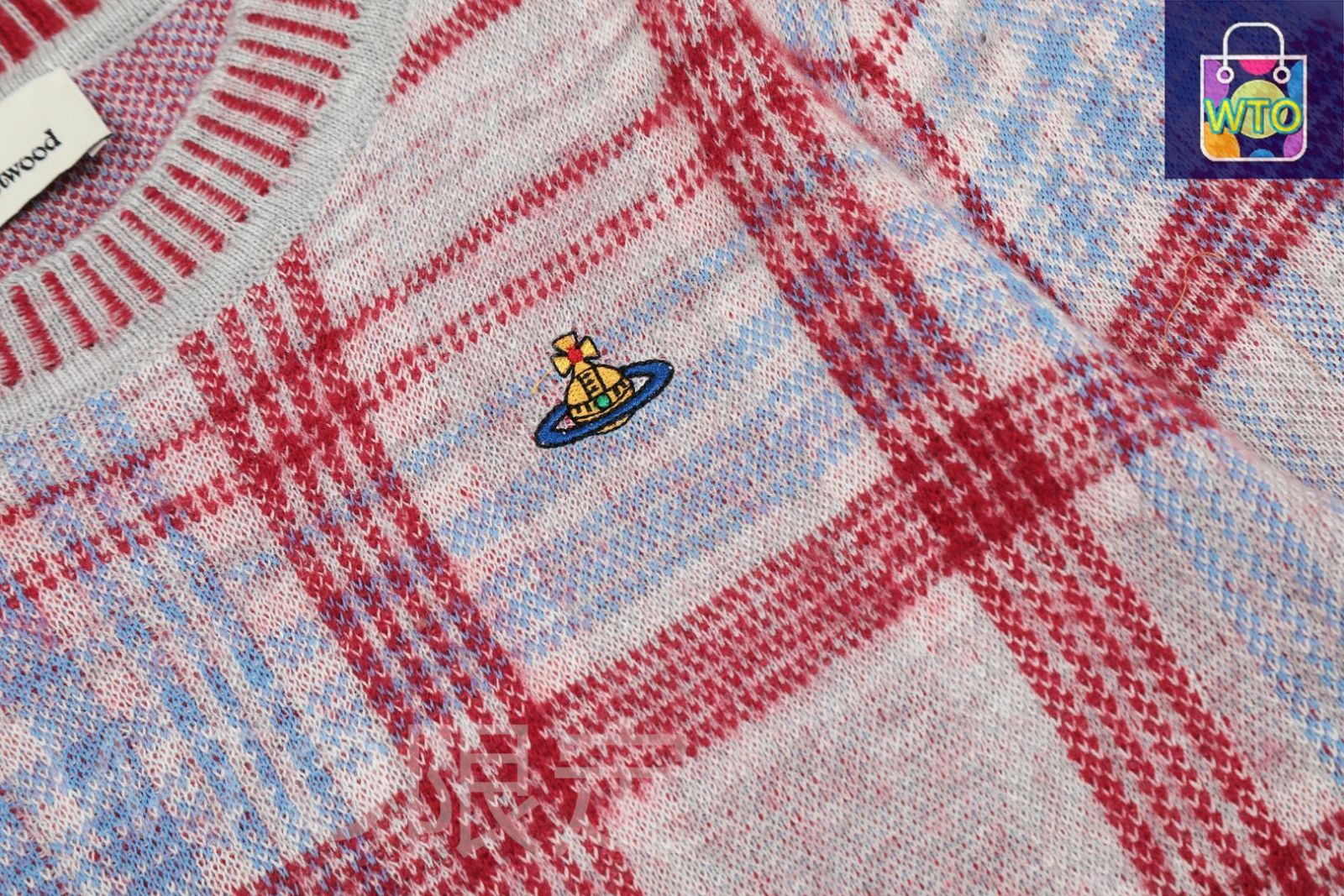 Vivienne Westwood レディース ニットセーター 土星ロゴ ハート? チェック編み ウール混紡 S-L | ♥品 -WTO輸入1 CAMPINGPARCCENTRAL_COM