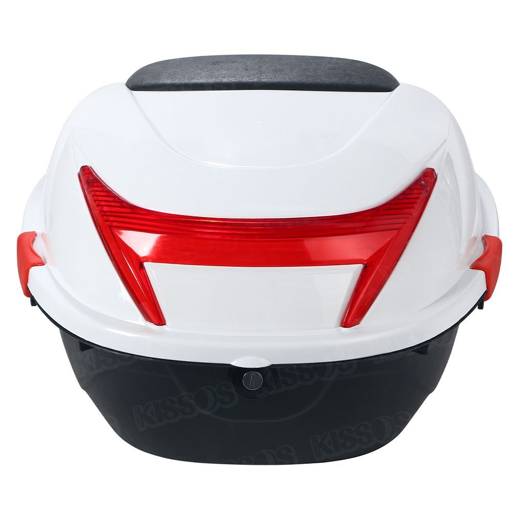 バイク用 リアボックス トップケース テールボックス キーロック式 半帽メット2個 収納 可能 (ホワイト， L)