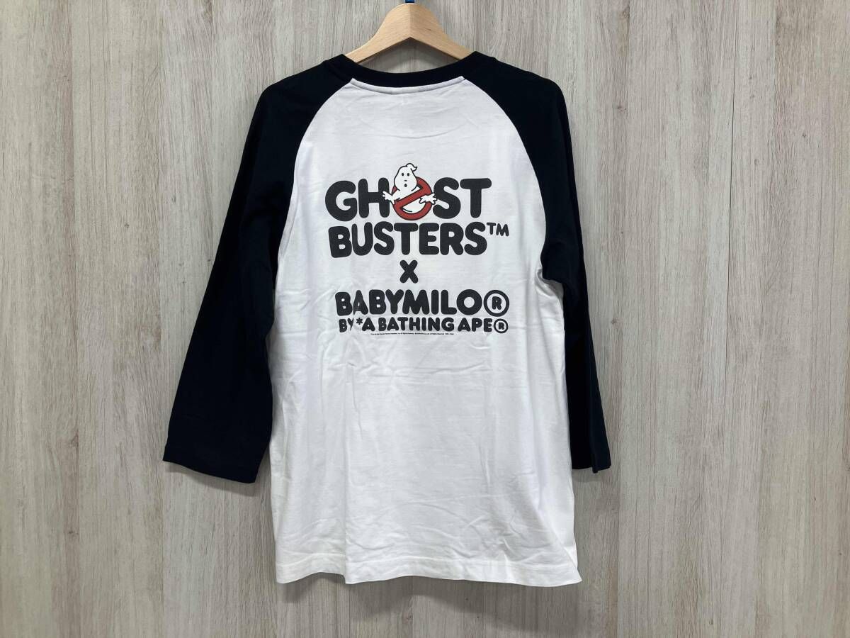 A BATHING APE アベイシングエイプ GHOSTBUSTERS ゴーストバスターズ ラグランTee 七分丈 Lサイズ ホワイト ブラック