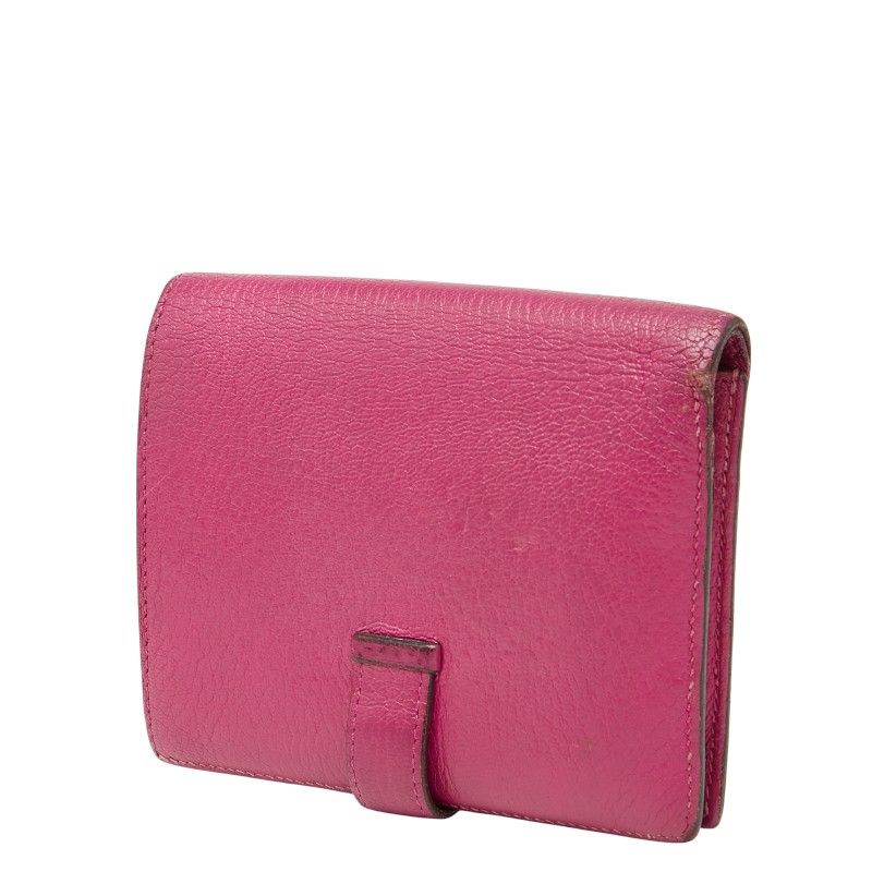 エルメス ベアン コンパクト ピンク系 シルバー金具 シェーブル レディース HERMES 1-0237758