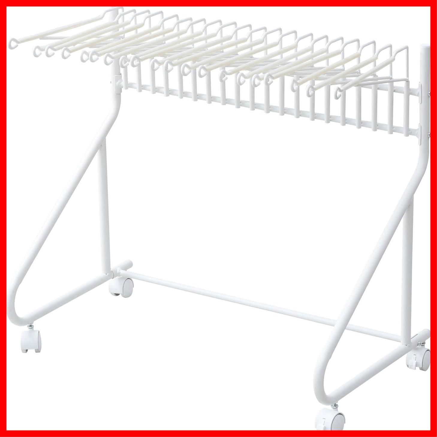在庫処分 スラックスハンガーラック 幅73.5×奥行43.5×高さ66.5cm 選びやすい 組立品 すべりにくい 出し入れカンタン ホワイト 10本 キャスター付き RSL-20 WH2 スラックスハンガー 山善