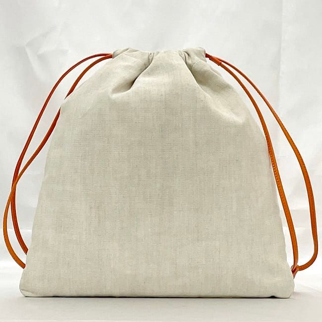 ミュウミュウ 巾着 バッグ ナチュラル オレンジ 2F7Z 5NG009 美品  