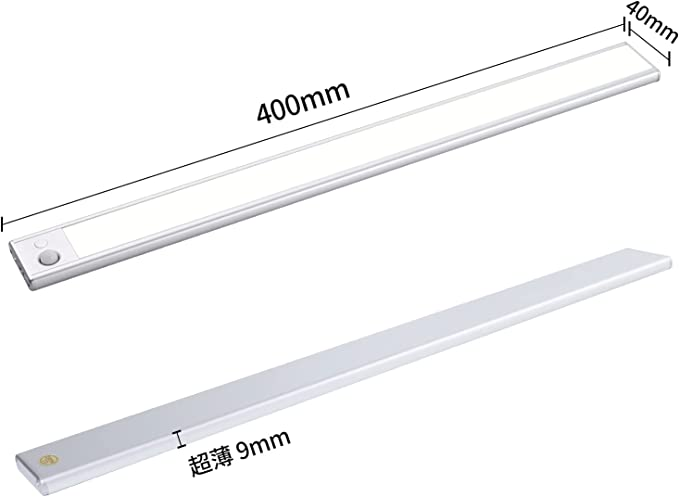 昼光色 Ezprotekt LED センサーライト 3000mAH 大容量電池 超薄型 40cm